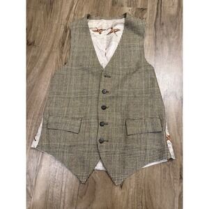 Unbranded Custom Made Button Front Waist Coat Vest Pheasant Medium Plaid